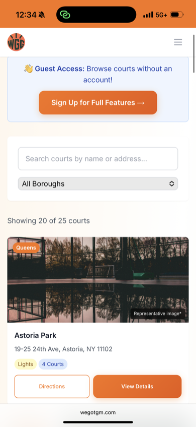 Browse basketball courts